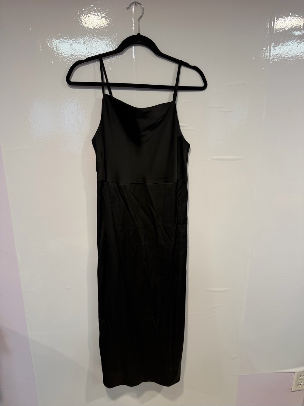 Black Slip Midi Dress with Spaghetti Straps NWT Old Navy